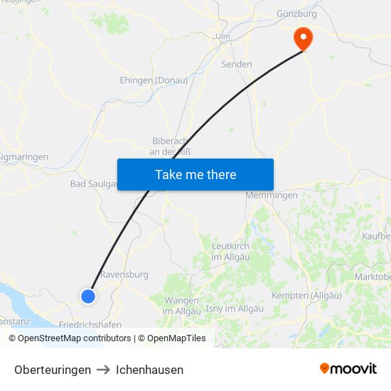 Oberteuringen to Ichenhausen map
