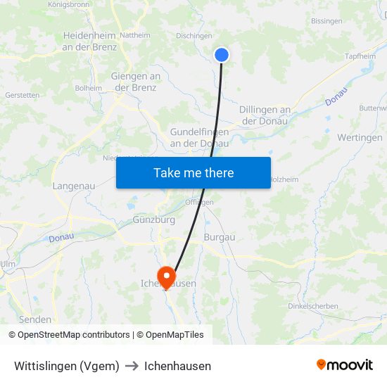 Wittislingen (Vgem) to Ichenhausen map