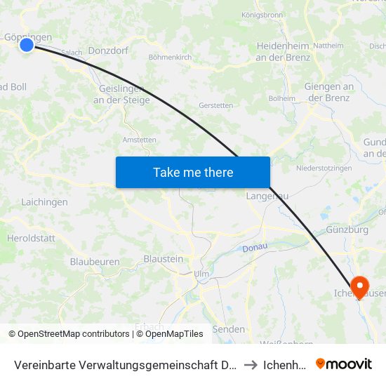 Vereinbarte Verwaltungsgemeinschaft Der Stadt Göppingen to Ichenhausen map