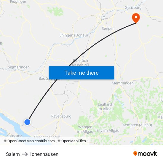 Salem to Ichenhausen map