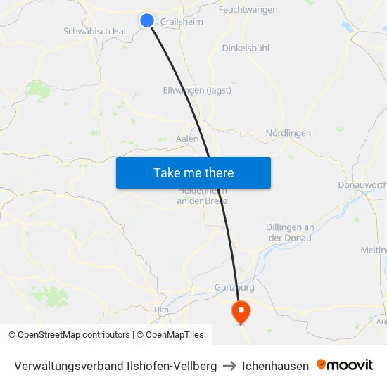 Verwaltungsverband Ilshofen-Vellberg to Ichenhausen map