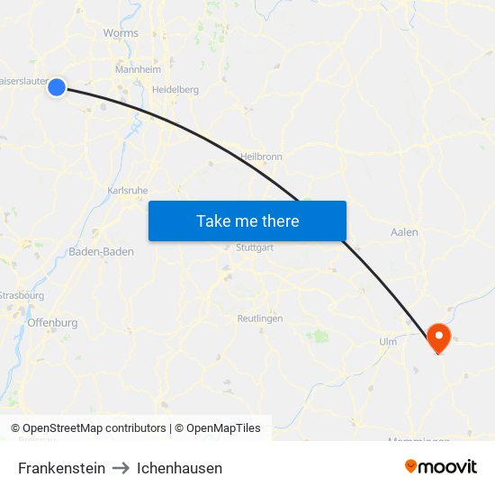 Frankenstein to Ichenhausen map