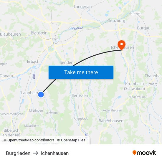 Burgrieden to Ichenhausen map