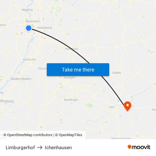Limburgerhof to Ichenhausen map