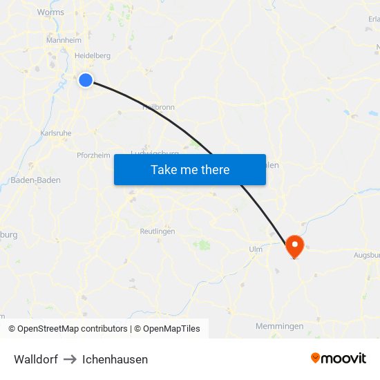 Walldorf to Ichenhausen map