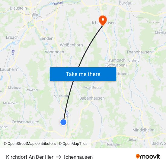 Kirchdorf An Der Iller to Ichenhausen map