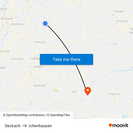 Seckach to Ichenhausen map