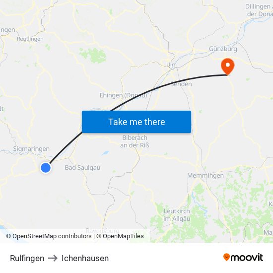 Rulfingen to Ichenhausen map