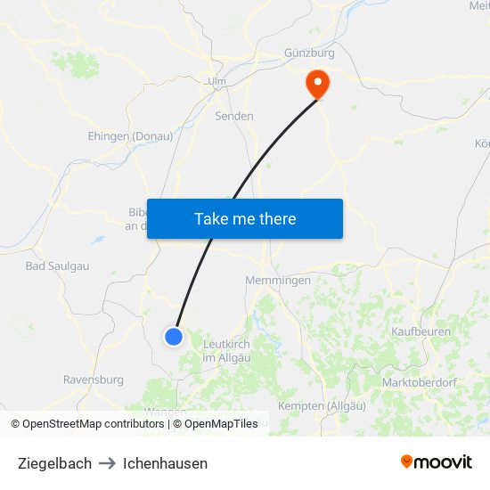 Ziegelbach to Ichenhausen map