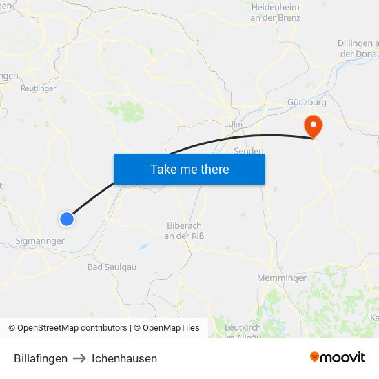 Billafingen to Ichenhausen map