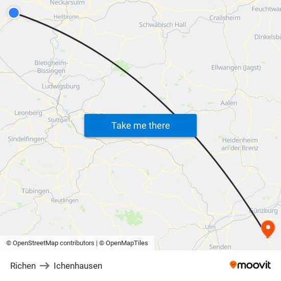 Richen to Ichenhausen map