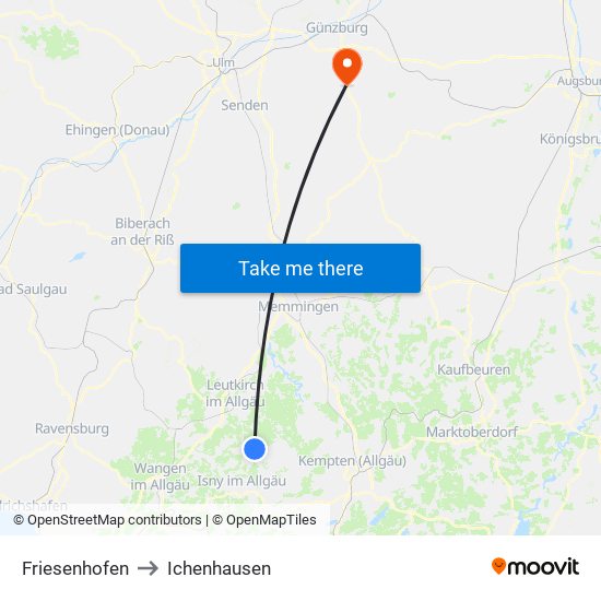Friesenhofen to Ichenhausen map