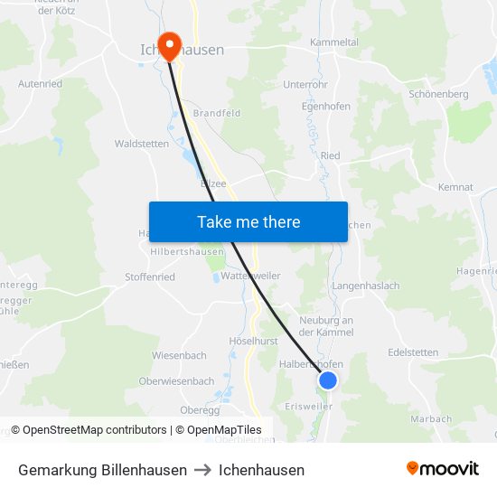 Gemarkung Billenhausen to Ichenhausen map