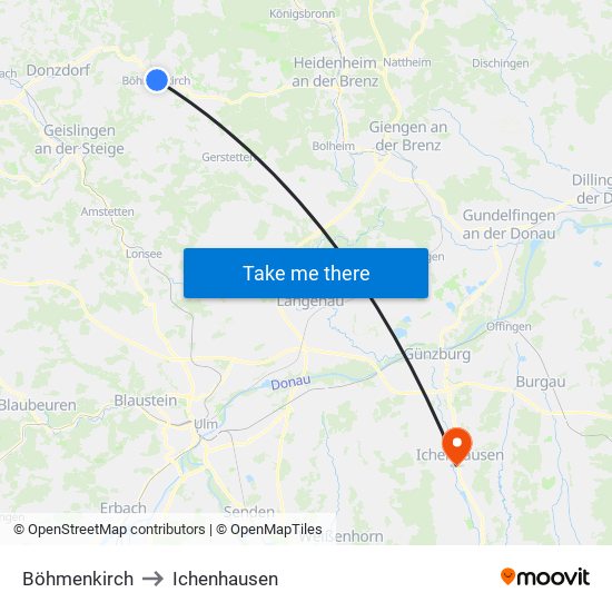 Böhmenkirch to Ichenhausen map