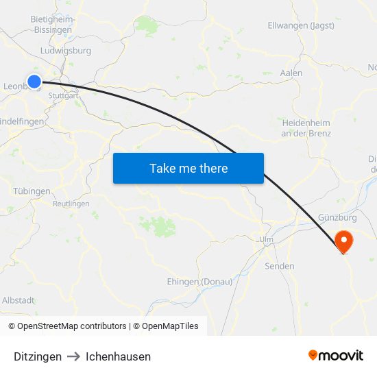 Ditzingen to Ichenhausen map