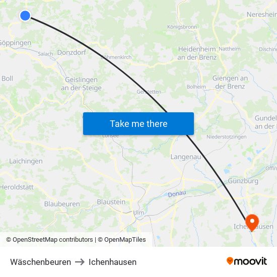 Wäschenbeuren to Ichenhausen map