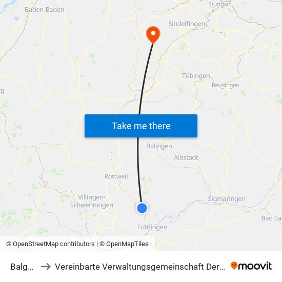 Balgheim to Vereinbarte Verwaltungsgemeinschaft Der Stadt Herrenberg map