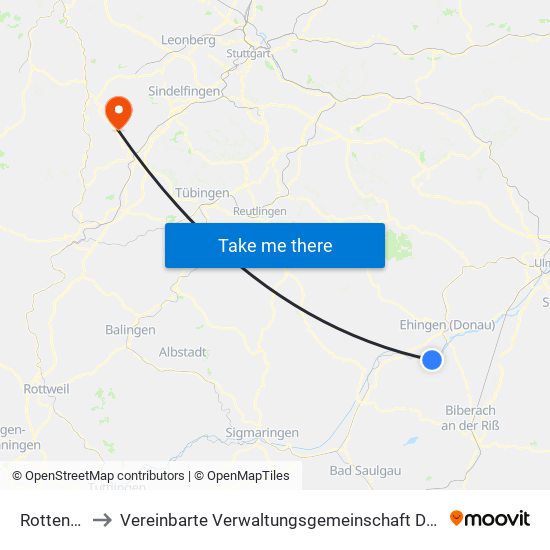 Rottenacker to Vereinbarte Verwaltungsgemeinschaft Der Stadt Herrenberg map