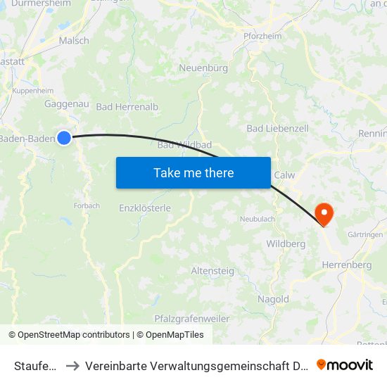 Staufenberg to Vereinbarte Verwaltungsgemeinschaft Der Stadt Herrenberg map
