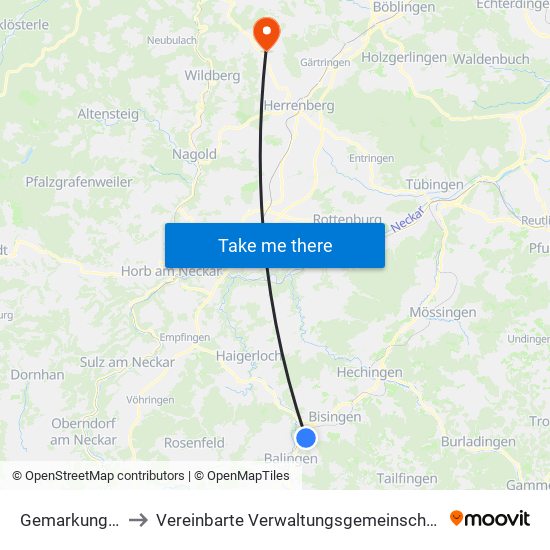 Gemarkung Engstlatt to Vereinbarte Verwaltungsgemeinschaft Der Stadt Herrenberg map