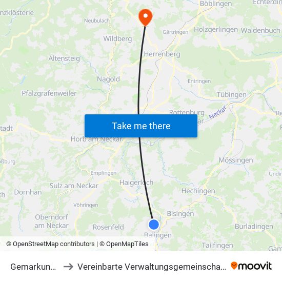 Gemarkung Ostdorf to Vereinbarte Verwaltungsgemeinschaft Der Stadt Herrenberg map