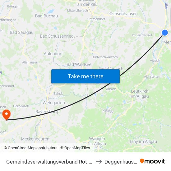 Gemeindeverwaltungsverband Rot-Tannheim to Deggenhausertal map