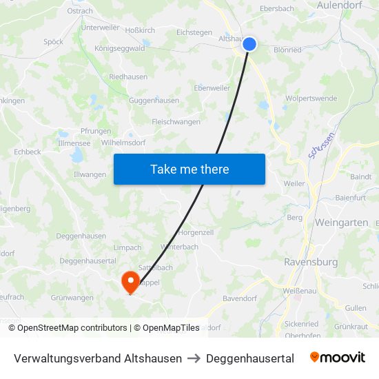 Verwaltungsverband Altshausen to Deggenhausertal map