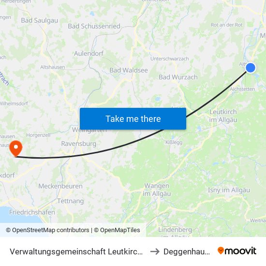 Verwaltungsgemeinschaft Leutkirch Im Allgäu to Deggenhausertal map