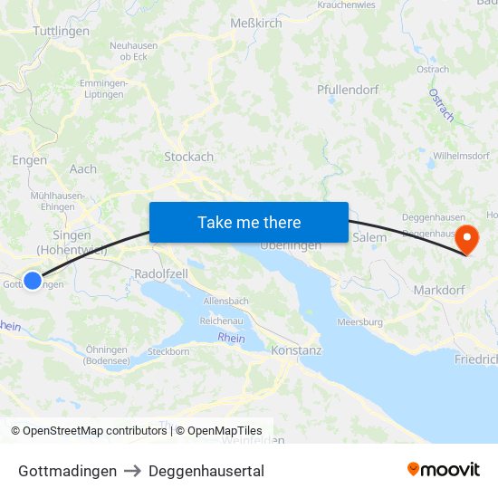Gottmadingen to Deggenhausertal map
