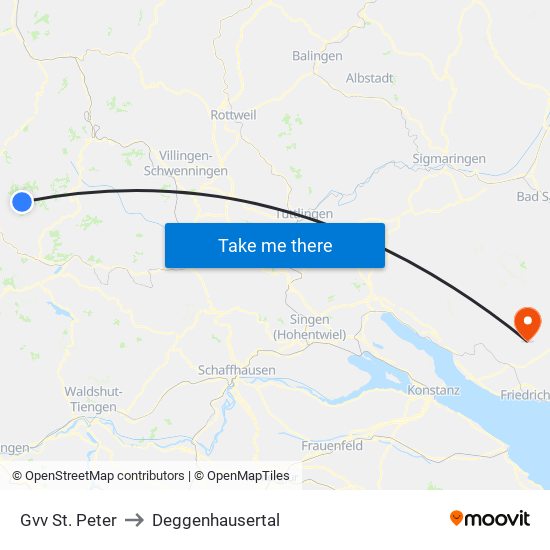 Gvv St. Peter to Deggenhausertal map