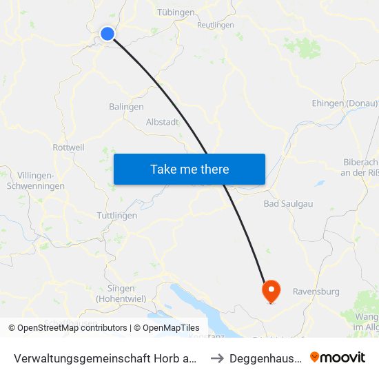 Verwaltungsgemeinschaft Horb am Neckar to Deggenhausertal map