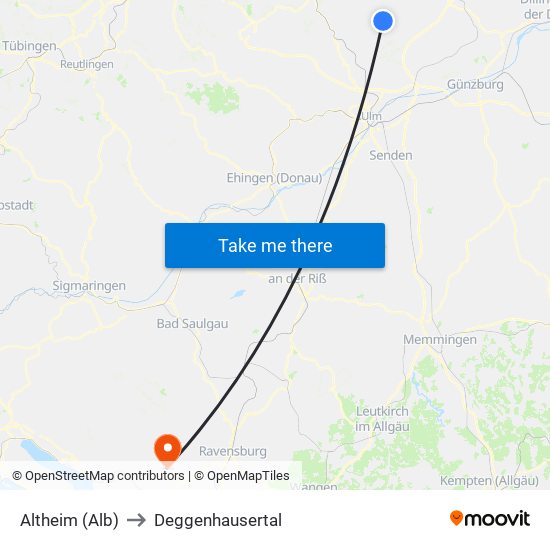 Altheim (Alb) to Deggenhausertal map