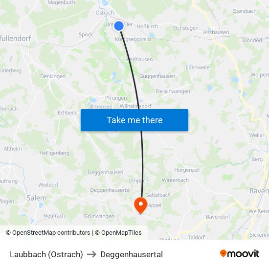 Laubbach (Ostrach) to Deggenhausertal map