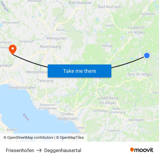 Friesenhofen to Deggenhausertal map