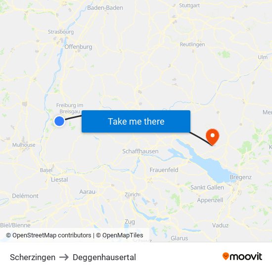 Scherzingen to Deggenhausertal map