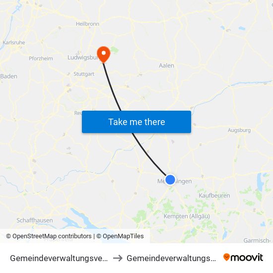 Gemeindeverwaltungsverband Rot-Tannheim to Gemeindeverwaltungsverband Winnenden map