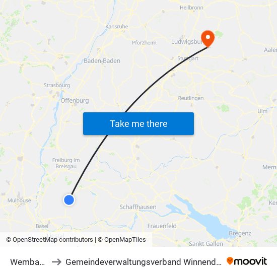 Wembach to Gemeindeverwaltungsverband Winnenden map