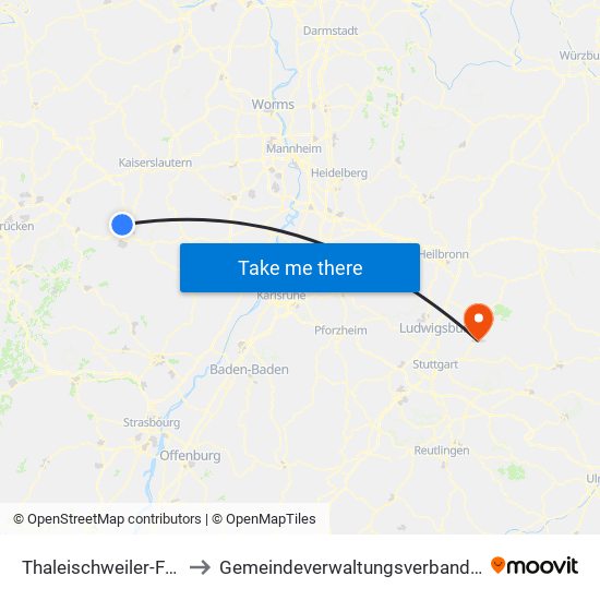 Thaleischweiler-Fröschen to Gemeindeverwaltungsverband Winnenden map