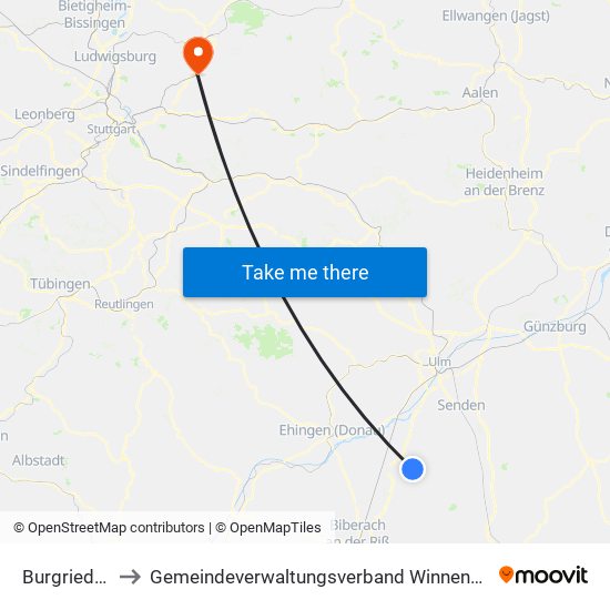 Burgrieden to Gemeindeverwaltungsverband Winnenden map