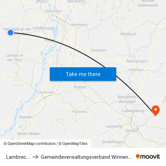 Lambrecht to Gemeindeverwaltungsverband Winnenden map