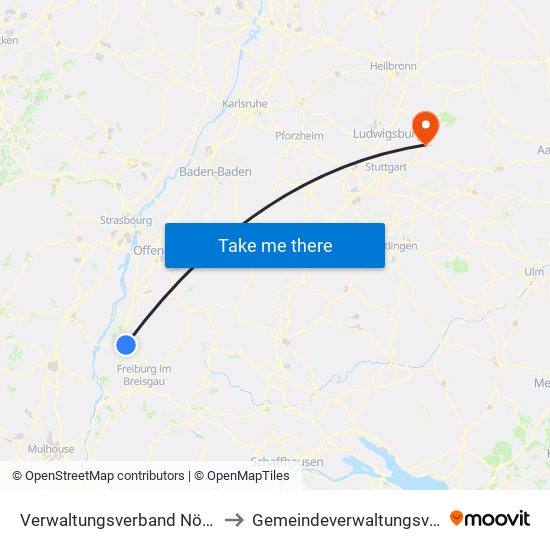 Verwaltungsverband Nördlicher Kaiserstuhl to Gemeindeverwaltungsverband Winnenden map