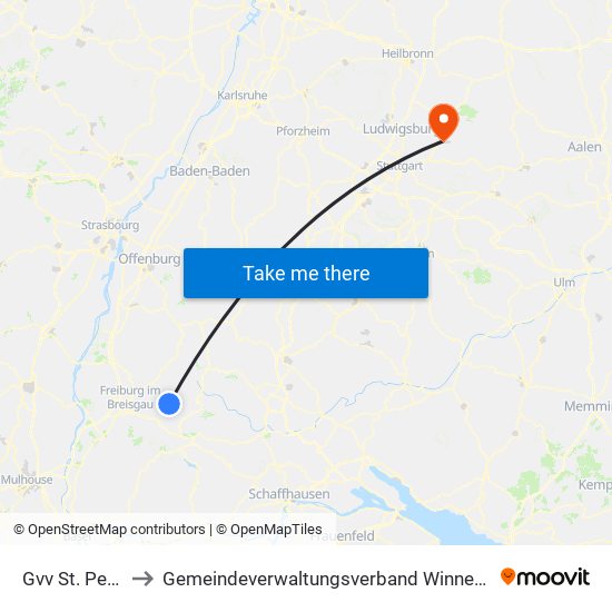 Gvv St. Peter to Gemeindeverwaltungsverband Winnenden map