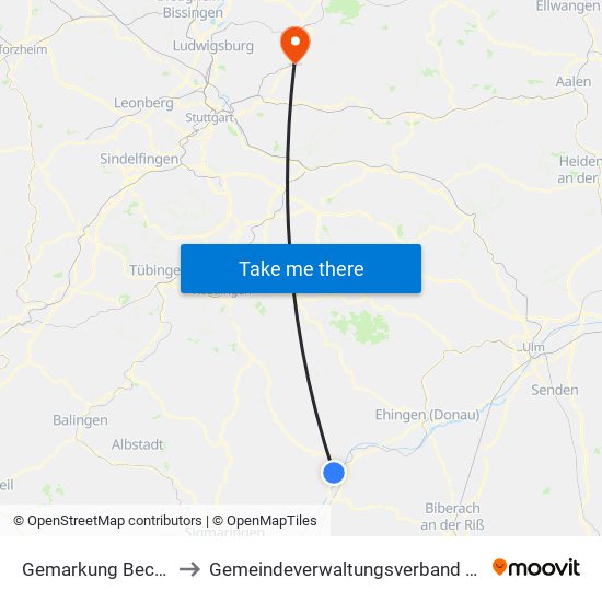 Gemarkung Bechingen to Gemeindeverwaltungsverband Winnenden map