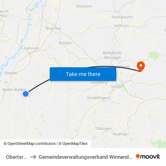 Obertsrot to Gemeindeverwaltungsverband Winnenden map