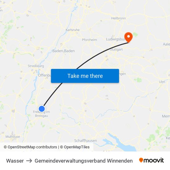 Wasser to Gemeindeverwaltungsverband Winnenden map