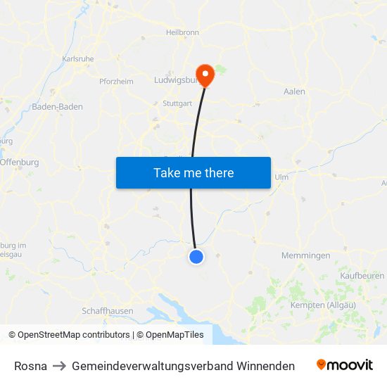 Rosna to Gemeindeverwaltungsverband Winnenden map