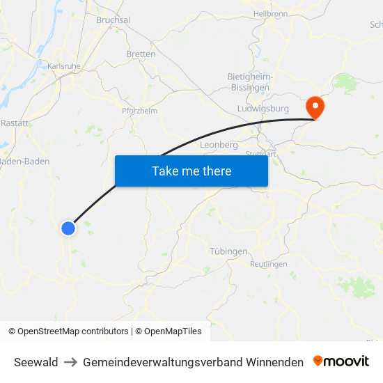 Seewald to Gemeindeverwaltungsverband Winnenden map