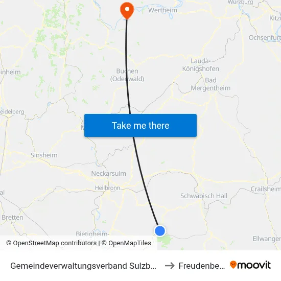 Gemeindeverwaltungsverband Sulzbach to Freudenberg map