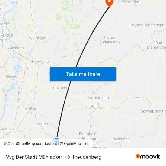 Vvg Der Stadt Mühlacker to Freudenberg map