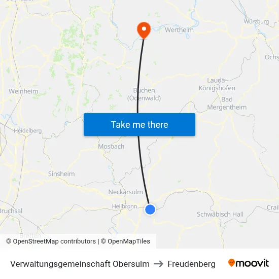 Verwaltungsgemeinschaft Obersulm to Freudenberg map